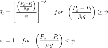 Brooks and Corey equation